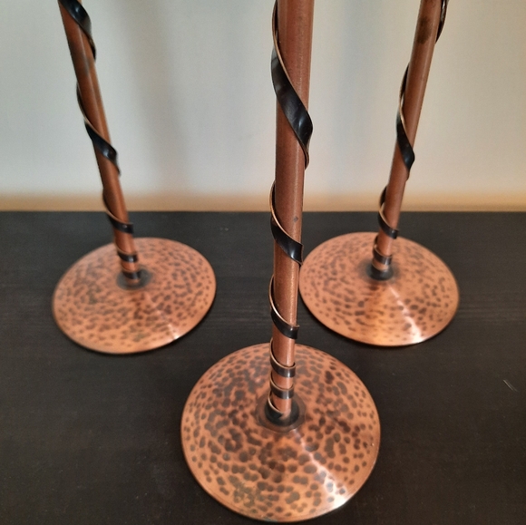 Vintage Graduated Copper Candlestick Holders by Fantasy Copperware Canada - Picture 9 of 10
